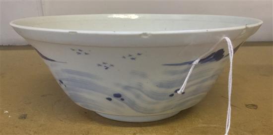 Chinese blue and white bowl, 19th century(-)